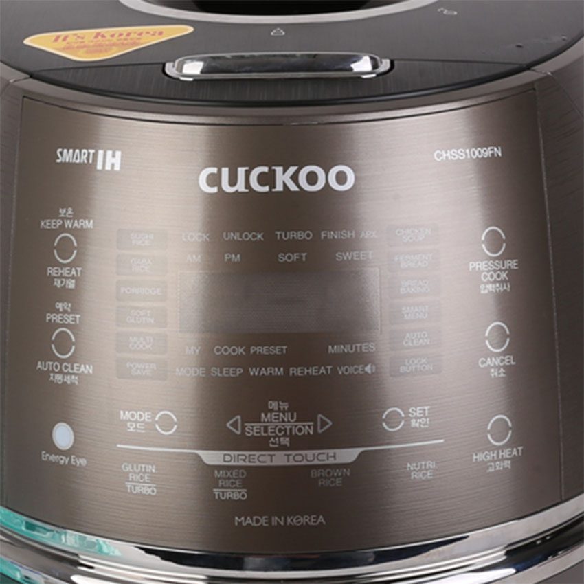 Bảng điều khiển của nồi cơm-áp suất điện tử Cuckoo CRP-CHSS1009FN