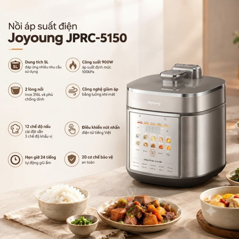 Nồi cơm áp suất điện tử Joyoung JPRC-5150 - Hàng chính hãng