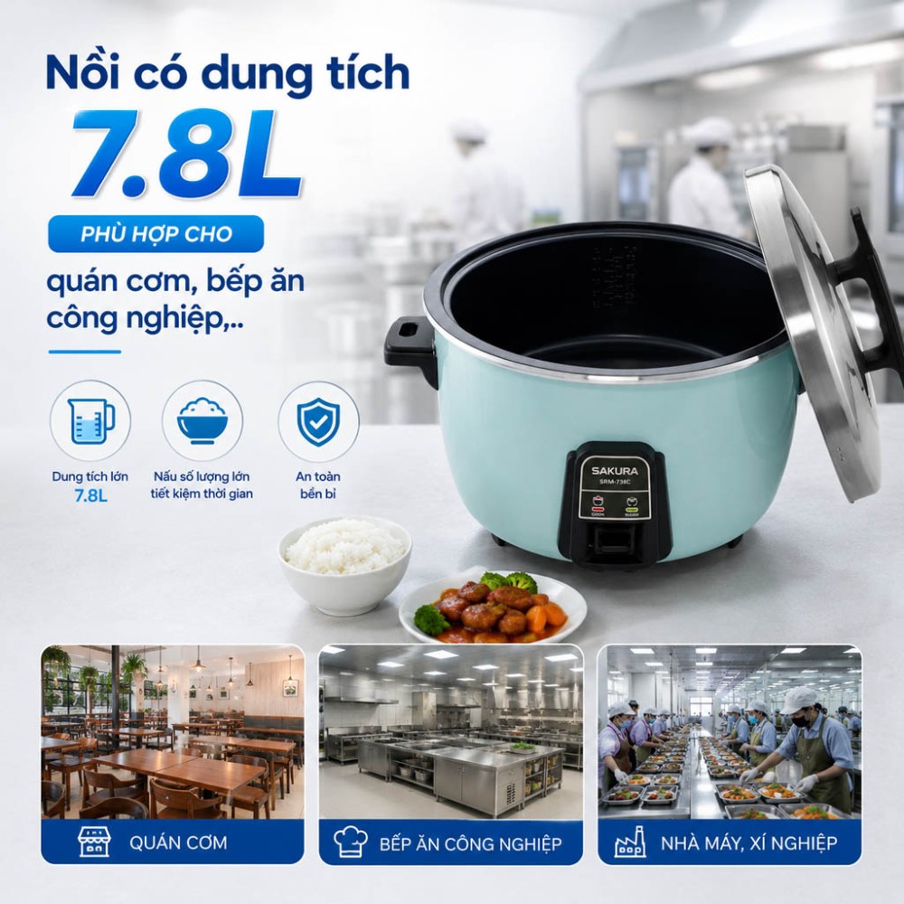 Nồi cơm công nghiệp Sakura KIWA-78E - Hàng chính hãng