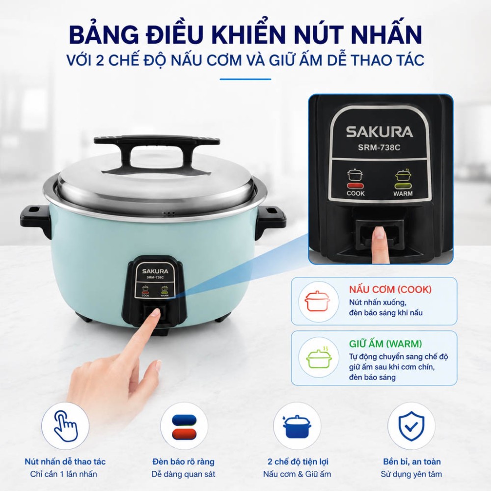 Nồi cơm công nghiệp Sakura KIWA-78E - Hàng chính hãng