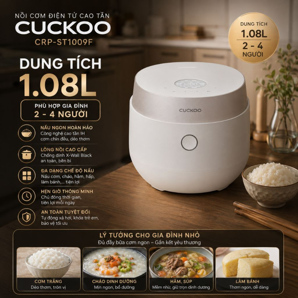 Nồi cơm điện Cuckoo CR0685GW - 1.08 lít - Hàng chính hãng