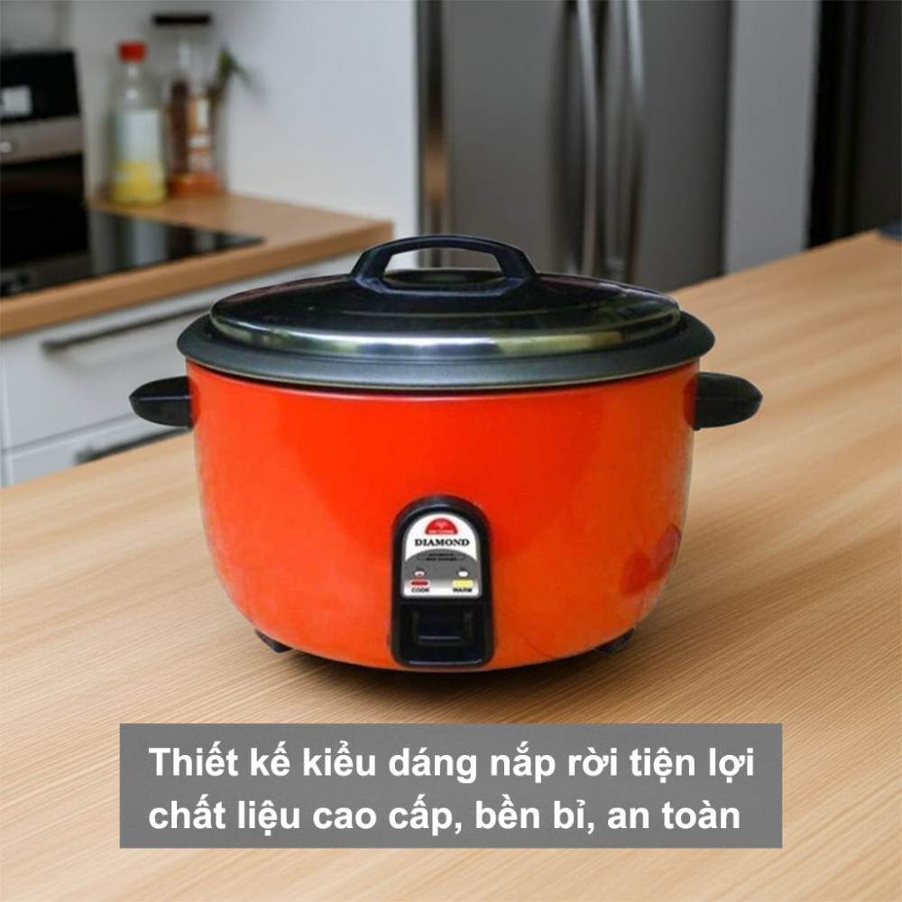 Nồi cơm điện Kim Cương nắp rời KC-10L-CD (Có chống dính) thiết kế kiểu dáng đơn giản, chất liệu cao cấp