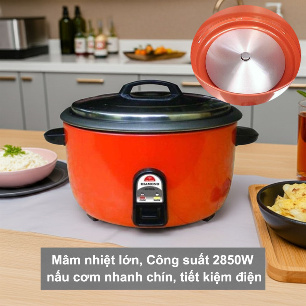 Nồi cơm điện Kim Cương nắp rời KC-10L-CD (Có chống dính) hoạt động với công suất lớn cơm nấu nhanh chín