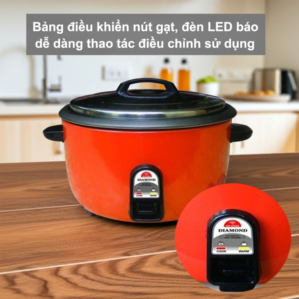 Nồi cơm điện Kim Cương nắp rời KC-10L-CD (Có chống dính) thiết kế bảng điều khiển đơn giản