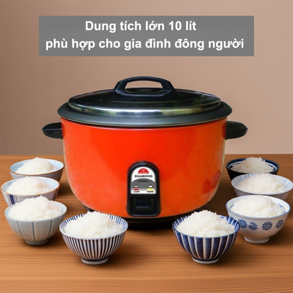 Nồi cơm điện Kim Cương nắp rời KC-10L-CD (Có chống dính) với dung tích lớn tiết kiệm thời gian