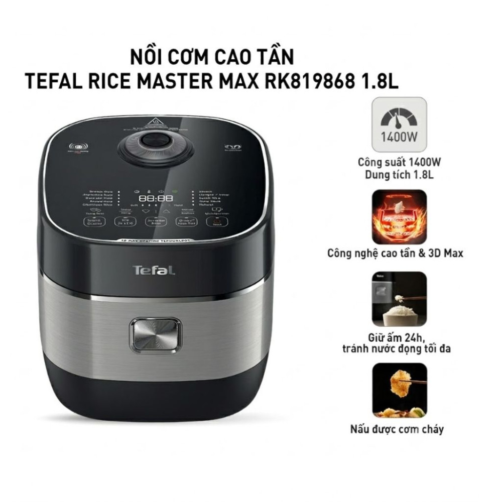 Nồi cơm cao tần Tefal Rice Master Max 1.8 lít RK819868 - Hàng chính hãng