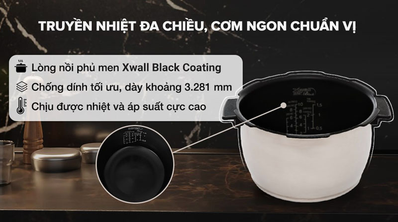 Lòng nồi phủ chống dính Xwall Black Coating Hàn Quốc