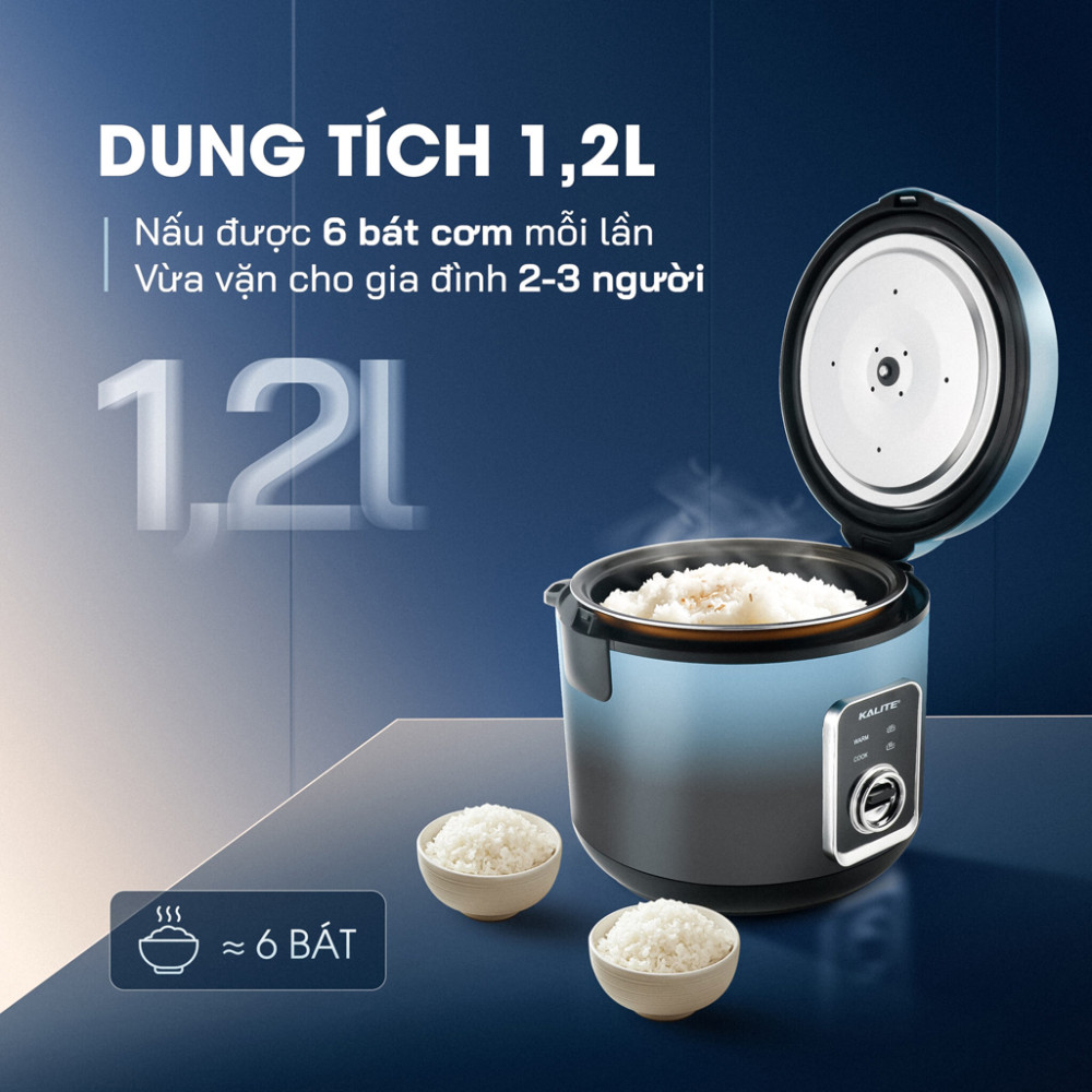 Dung tích 1.2L, phù hợp cho gia đình từ 2-3 người