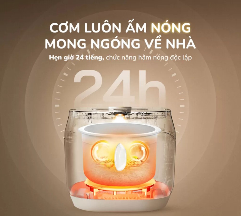Giữ ấm lâu, cơm luôn mềm và thơm dẻo.