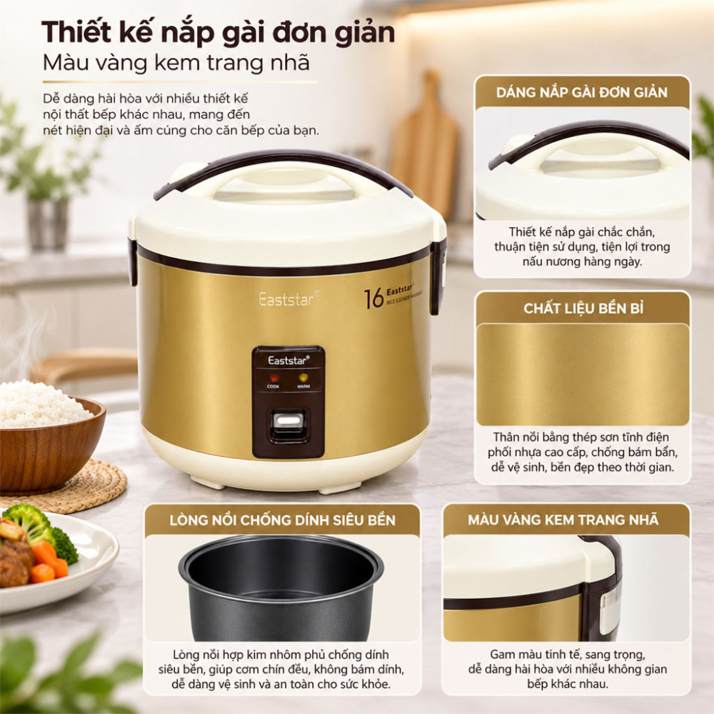 Nồi cơm điện nắp gài Eaststar 128A - Hàng chính hãng