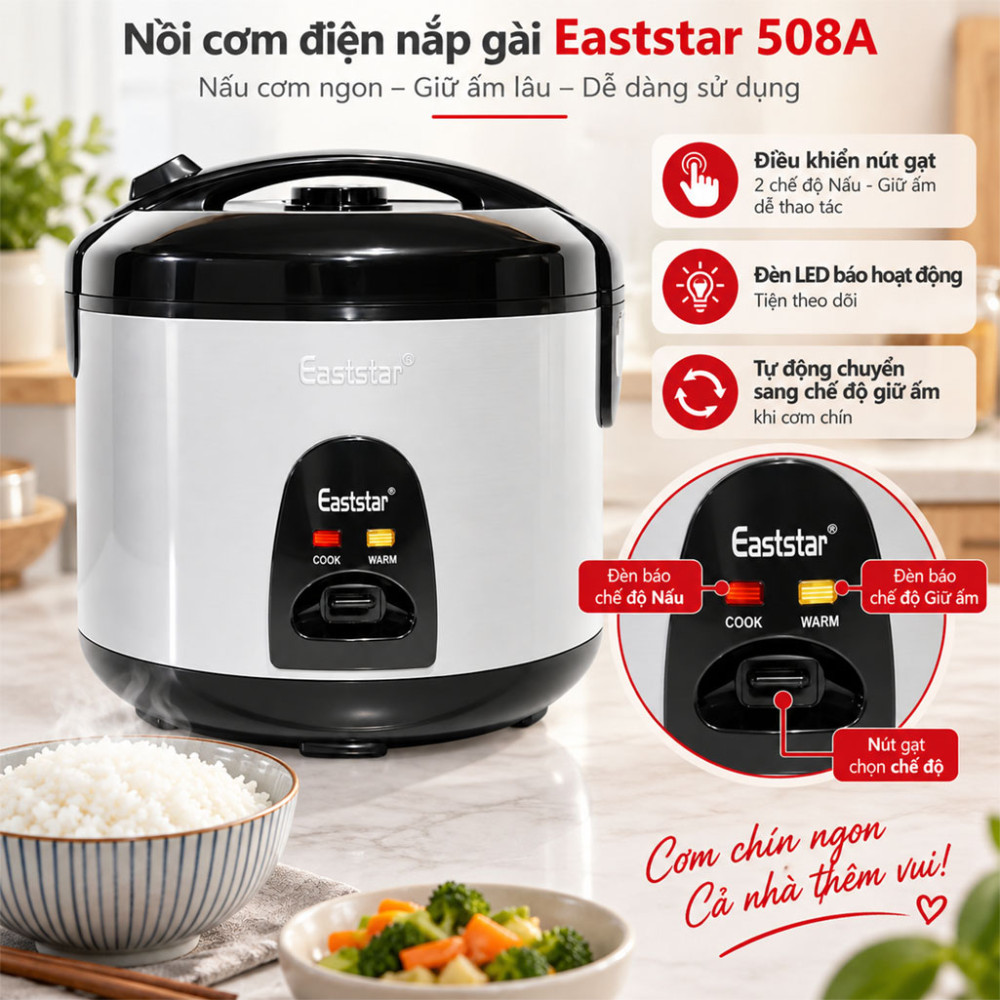 Nồi cơm điện nắp gài Eaststar 508A - Hàng chính hãng