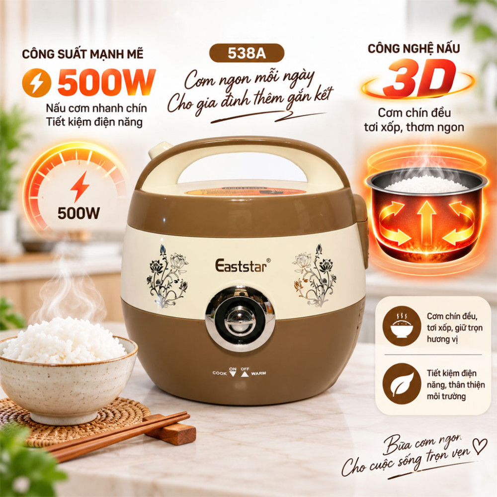Nồi cơm điện nắp gài Eaststar 538A - Hàng chính hãng