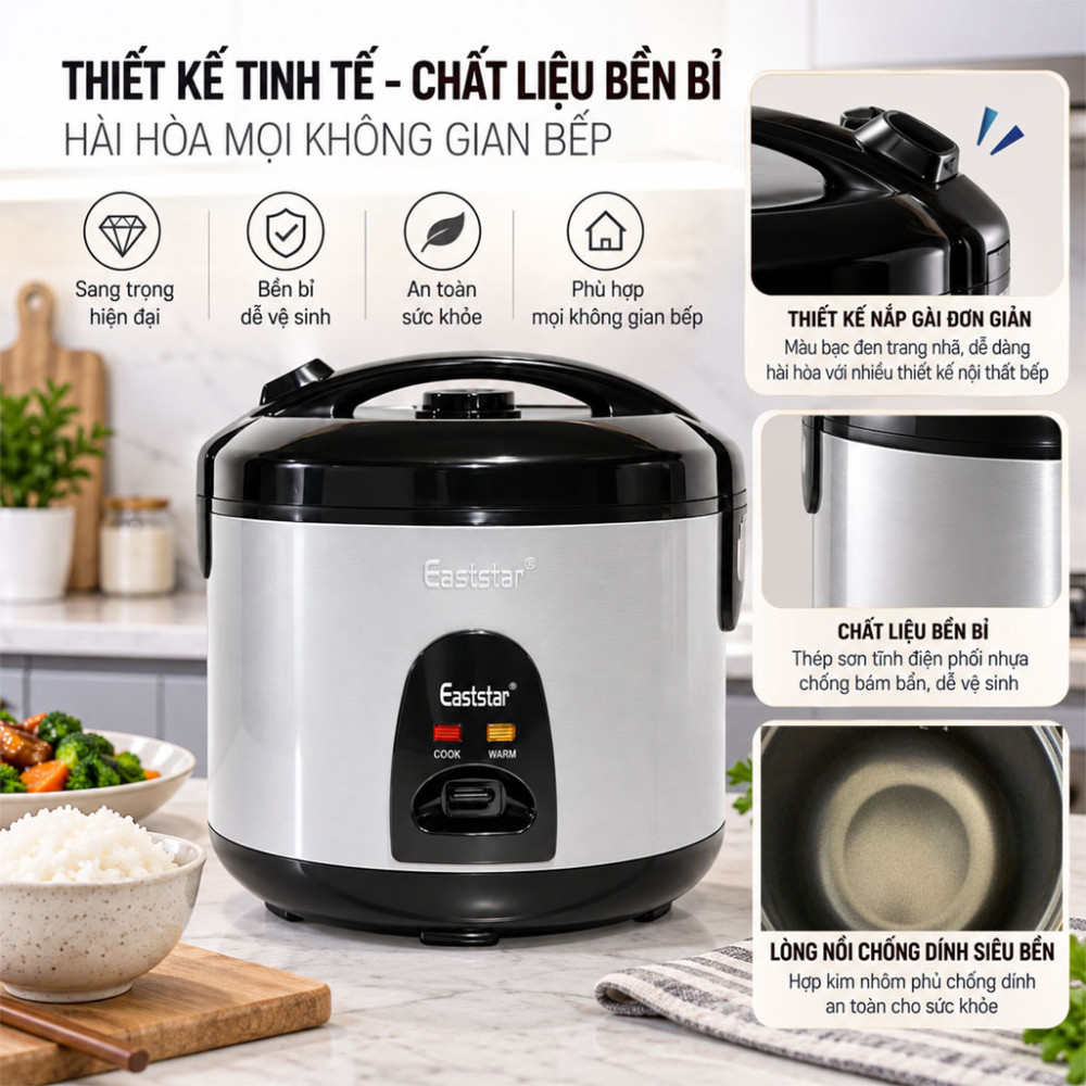Nồi cơm điện nắp gài Eaststar 708A - Hàng chính hãng