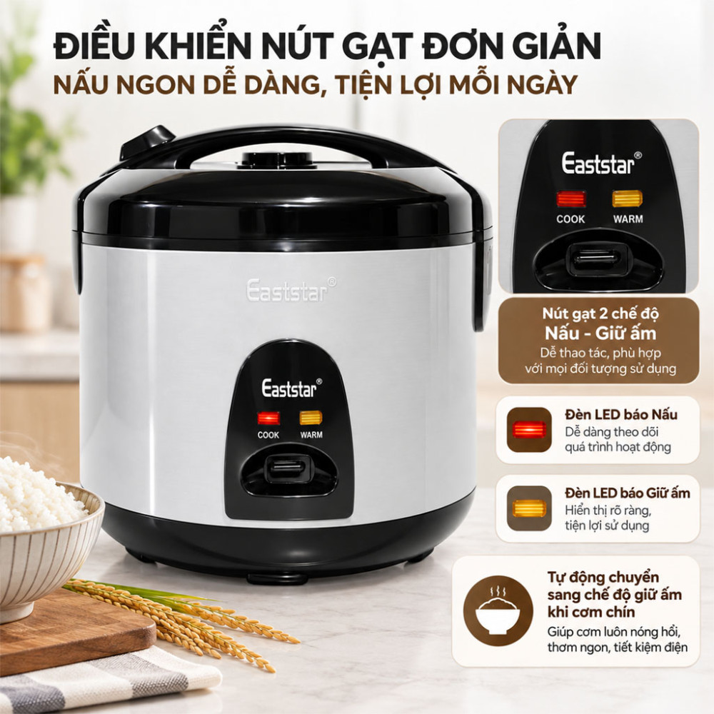 Nồi cơm điện nắp gài Eaststar 708A - Hàng chính hãng