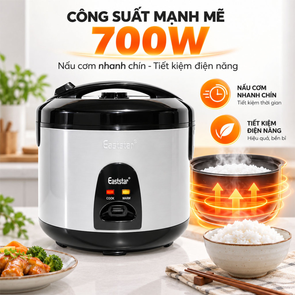 Nồi cơm điện nắp gài Eaststar 708A - Hàng chính hãng