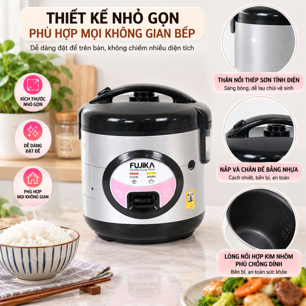 Nồi cơm điện nắp gài Fujika FJ-NC1005 - Hàng chính hãng