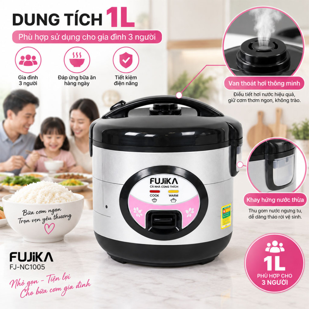 Nồi cơm điện nắp gài Fujika FJ-NC1005 - Hàng chính hãng
