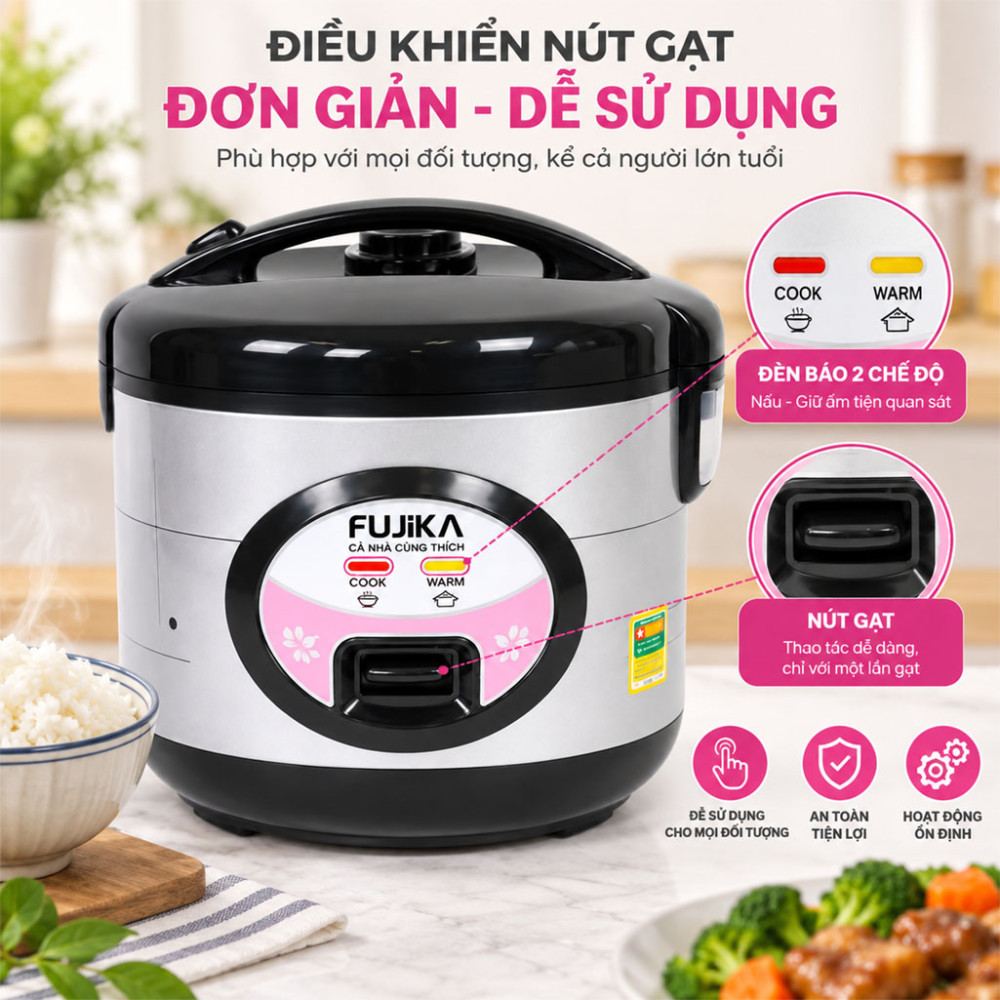 Nồi cơm điện nắp gài Fujika FJ-NC1505 - Hàng chính hãng