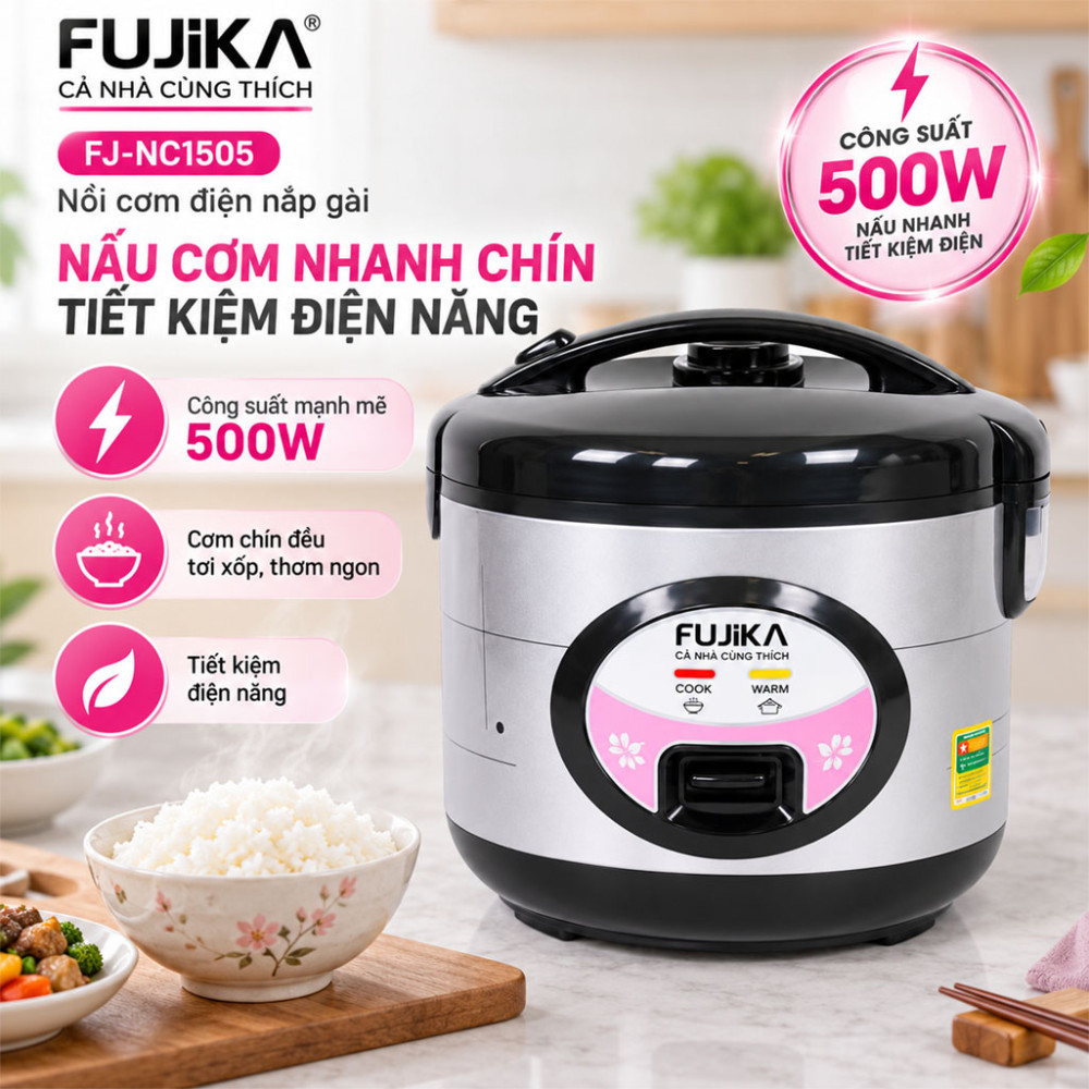 Nồi cơm điện nắp gài Fujika FJ-NC1505 - Hàng chính hãng