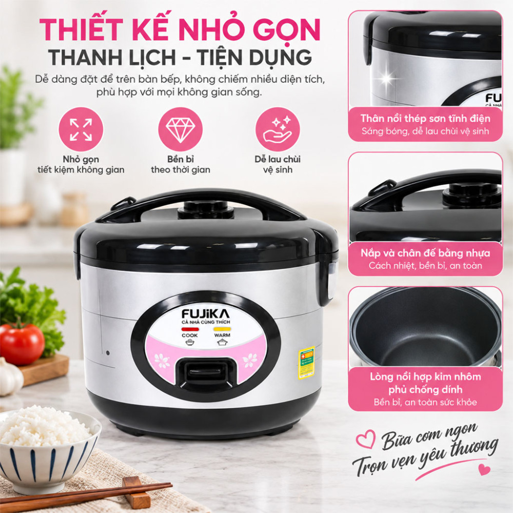 Nồi cơm điện nắp gài Fujika FJ-NC1815 - Hàng chính hãng