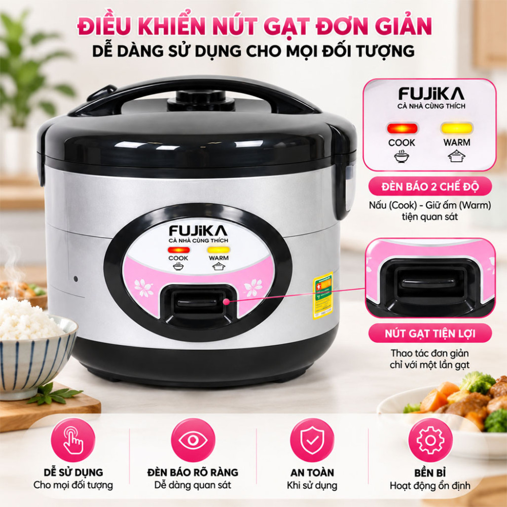 Nồi cơm điện nắp gài Fujika FJ-NC1815 - Hàng chính hãng