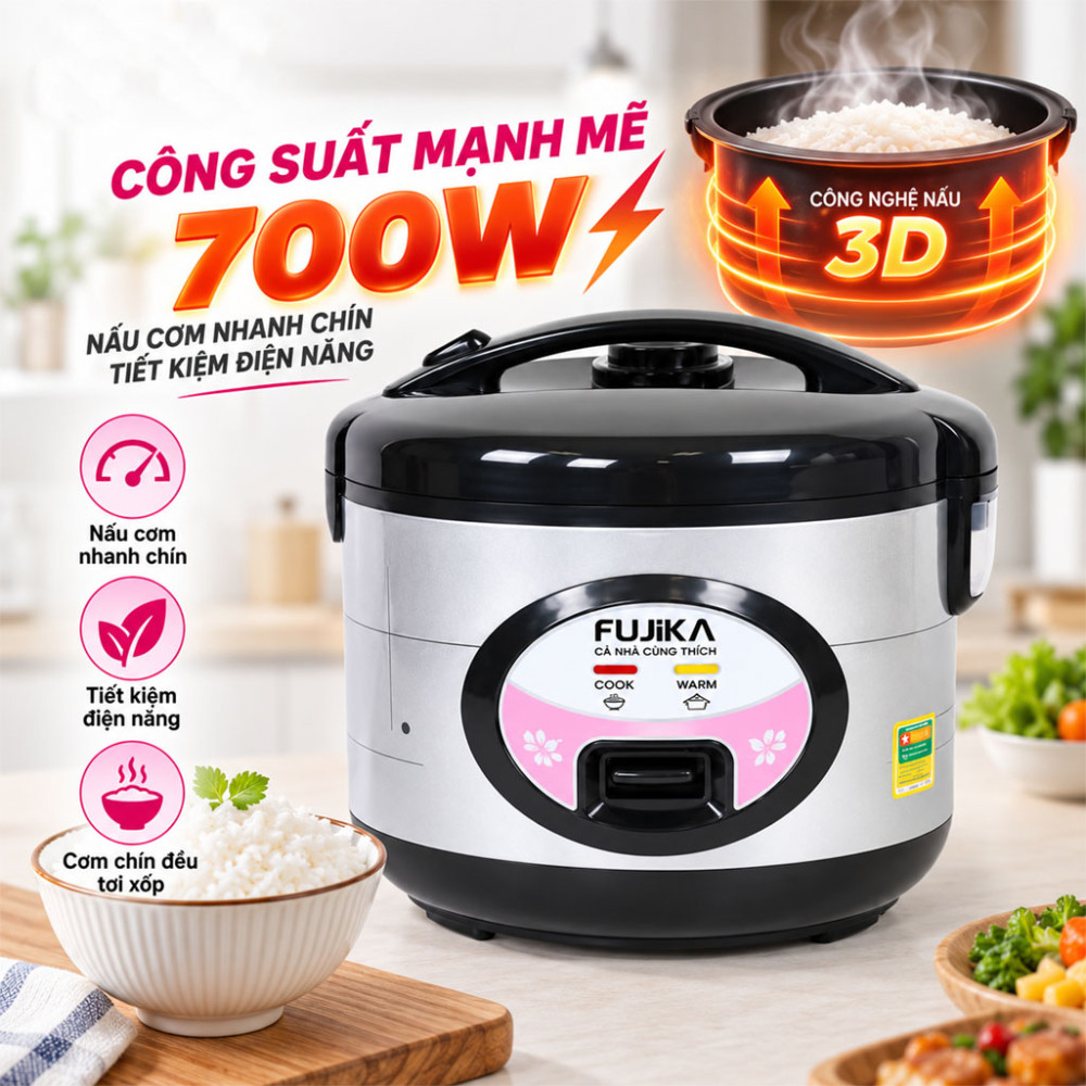 Nồi cơm điện nắp gài Fujika FJ-NC1815 - Hàng chính hãng