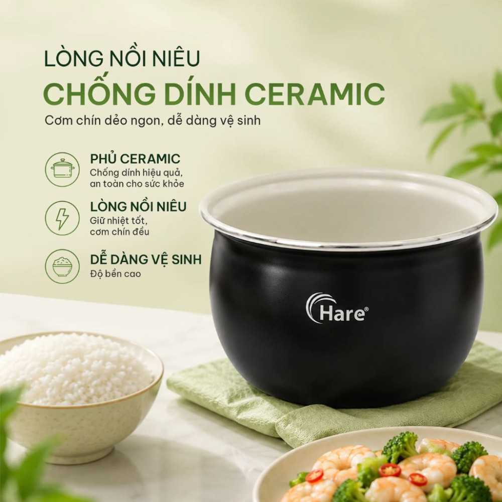 Nồi cơm điện nắp gài Hare HR-RC1816 - Hàng chính hãng