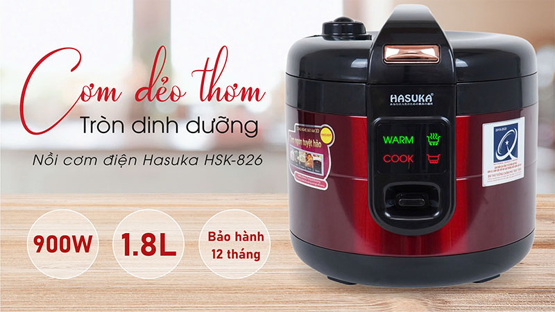 Công suất và dung tích của Nồi cơm điện nắp gài Hasuka HSK-826