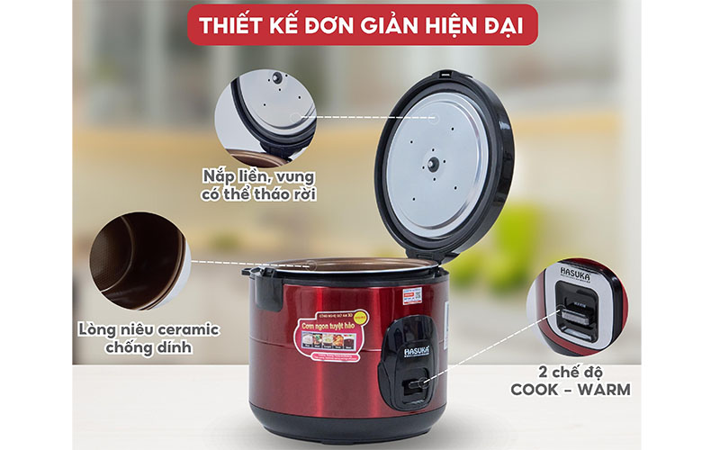 Thiết kế của Nồi cơm điện nắp gài Hasuka HSK-863