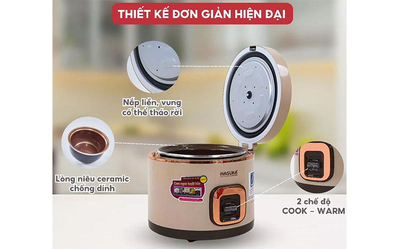 Thiết kế của Nồi cơm điện nắp gài Hasuka HSK-868 PLUS