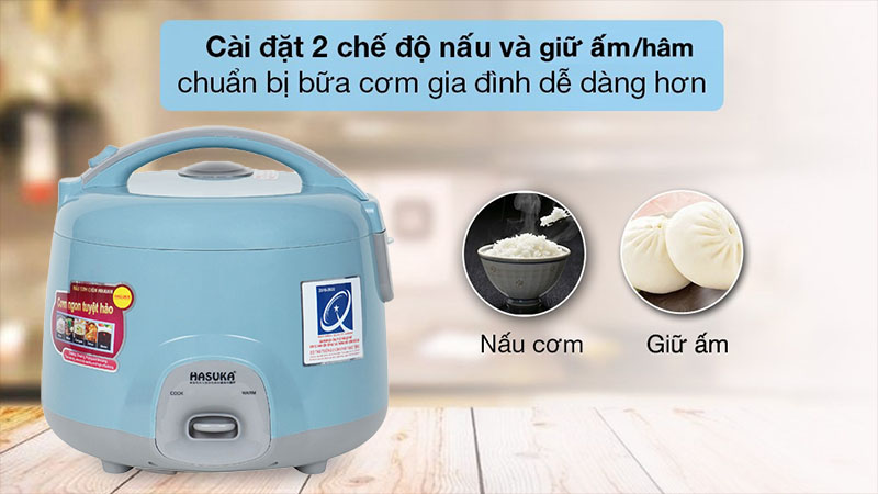 2 chế độ của Nồi cơm điện nắp gài Hasuki HSK-883