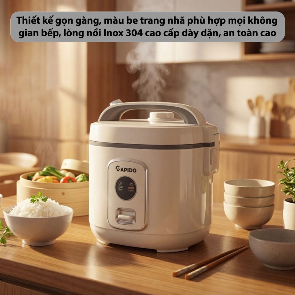 Nồi cơm điện nắp gài Rapido RC–1.8M2S - Hàng chính hãng