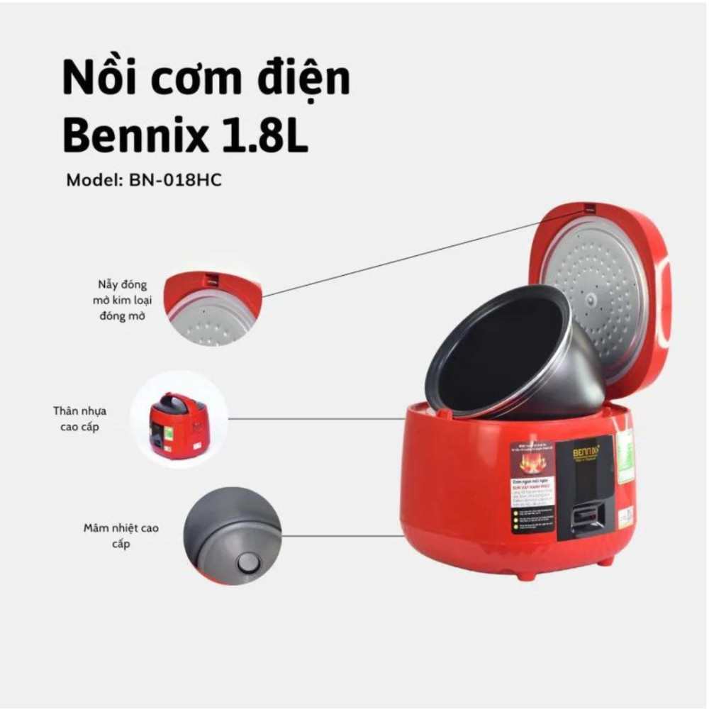 Nồi cơm điện Bennix BN-018HC màu đỏ
