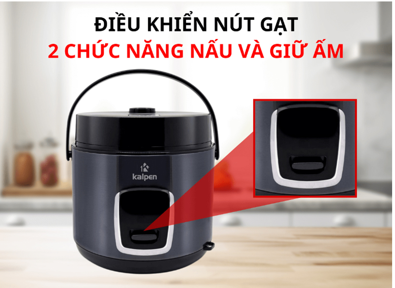 Điều khiển nút gạt có đèn LED báo 2 chế độ nấu và giữ ấm