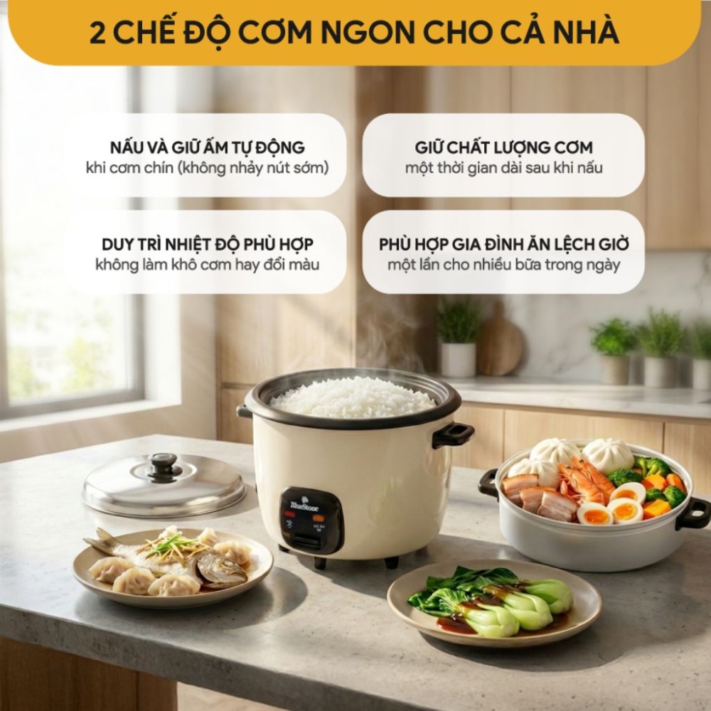 Nồi cơm điện nắp rời BlueStone CRB-5429 - 2.8 lít - Hàng chính hãng