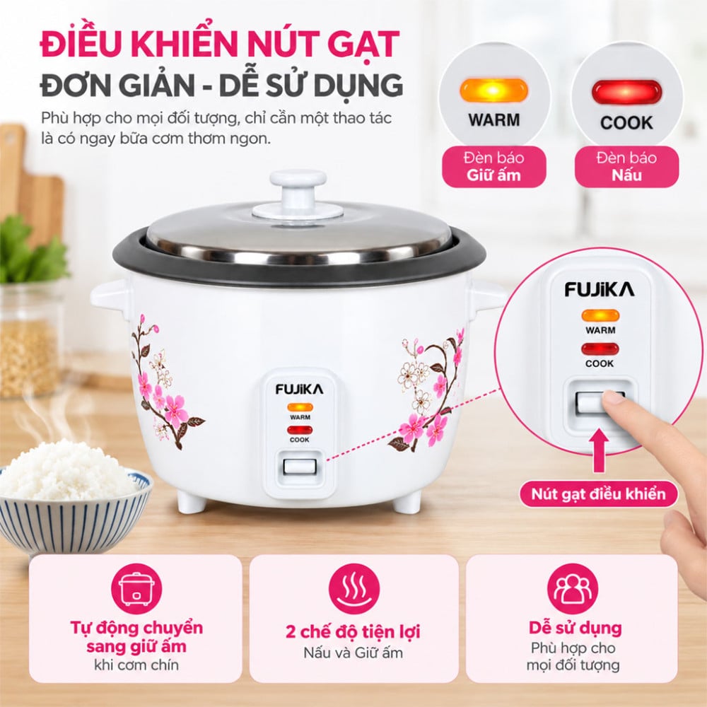 Nồi cơm điện nắp rời Fujika FJ-NC106 - Hàng chính hãng