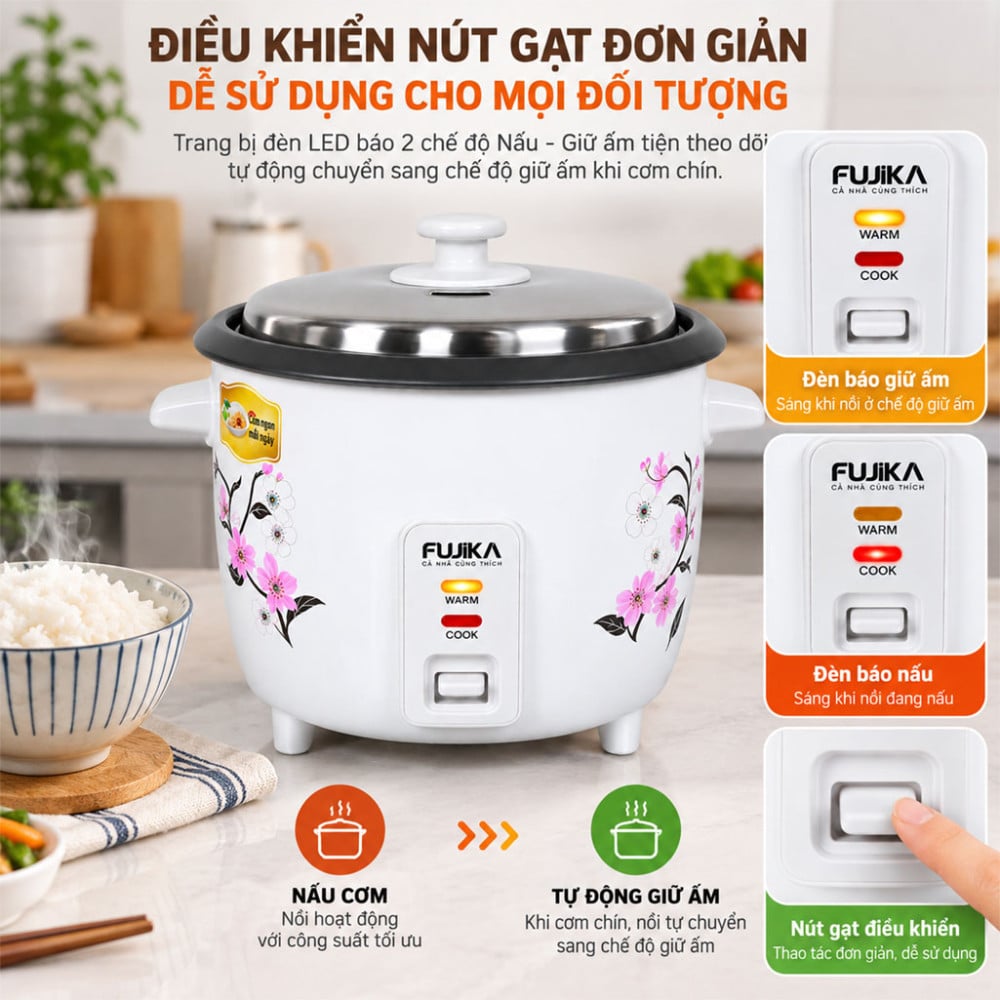 Nồi cơm điện nắp rời Fujika FJ-NC128 - Hàng chính hãng