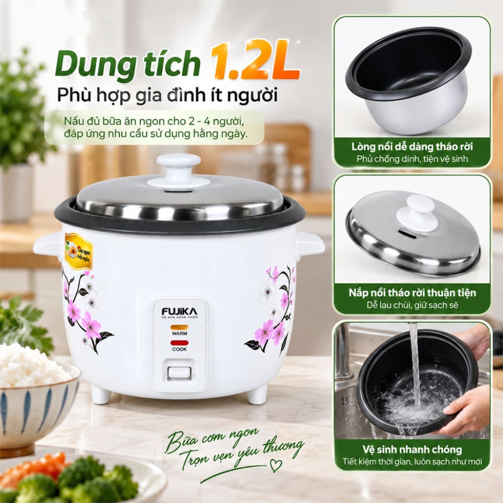 Nồi cơm điện nắp rời Fujika FJ-NC128 - Hàng chính hãng