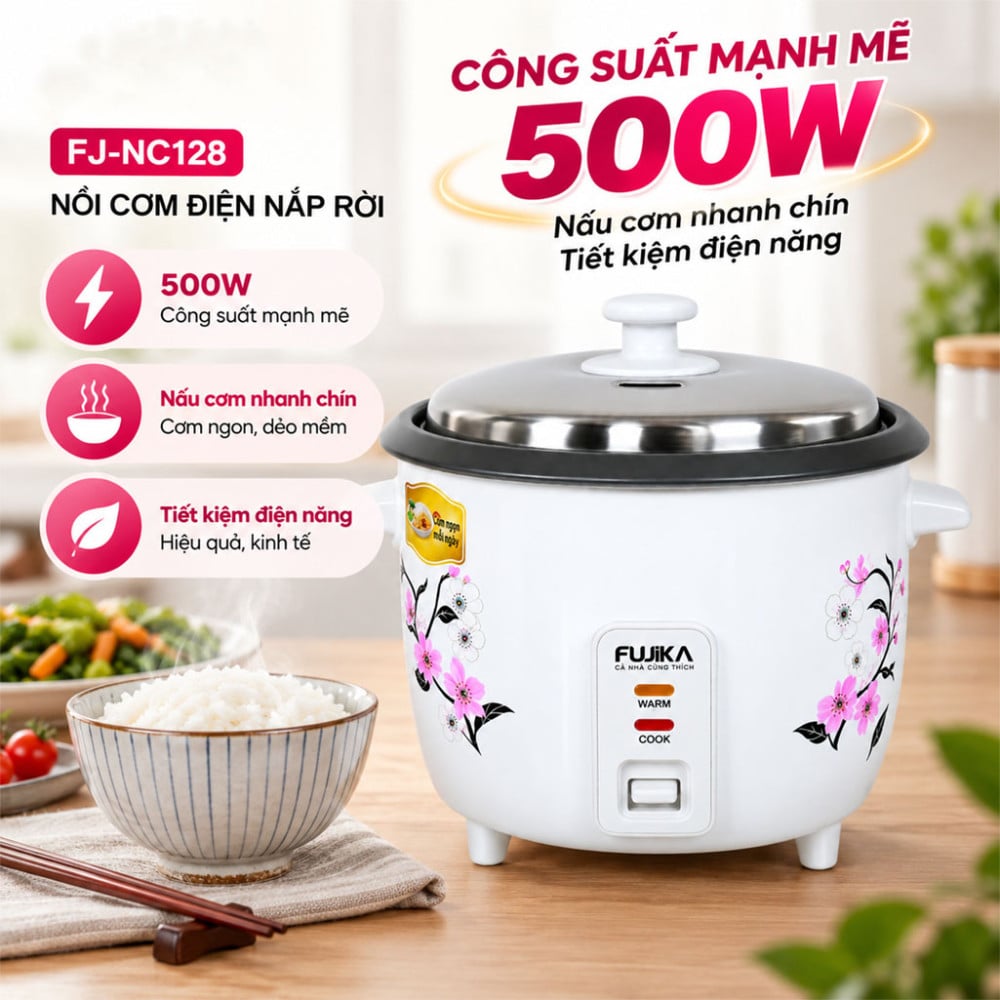 Nồi cơm điện nắp rời Fujika FJ-NC128 - Hàng chính hãng