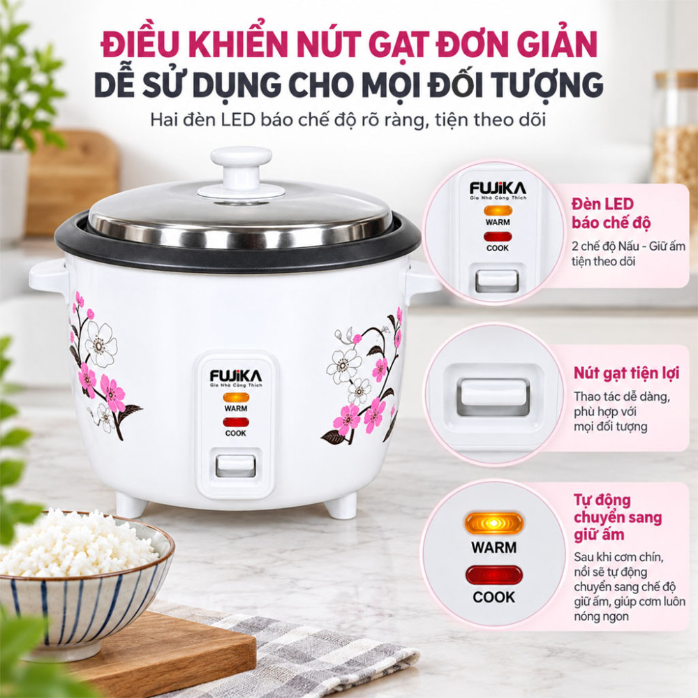 Nồi cơm điện nắp rời Fujika FJ-NC1816 - Hàng chính hãng