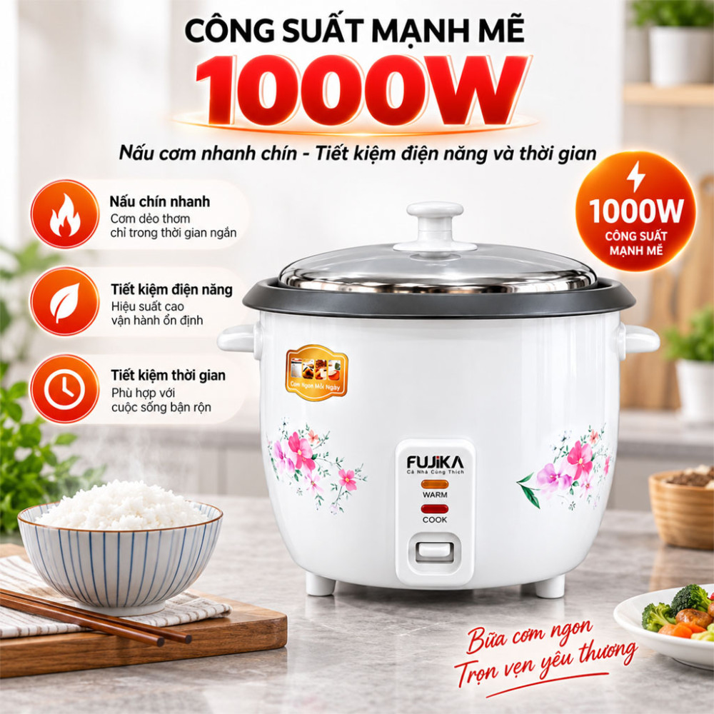 Nồi cơm điện nắp rời Fujika FJ-NC308 - Hàng chính hãng