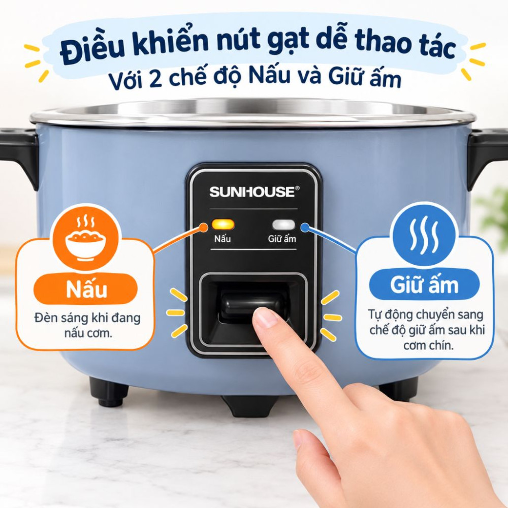  Nồi cơm điện nắp rời Sunhouse SHD8166 - 10 lít - Hàng chính hãng