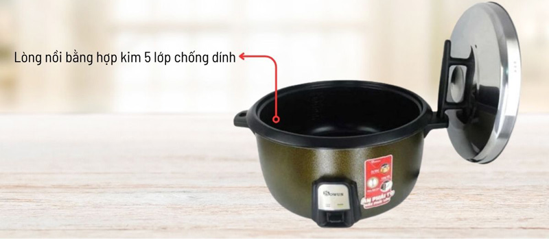 Lòng nồi bắng hợp kim 5 lớp cao cấp phủ chống dính