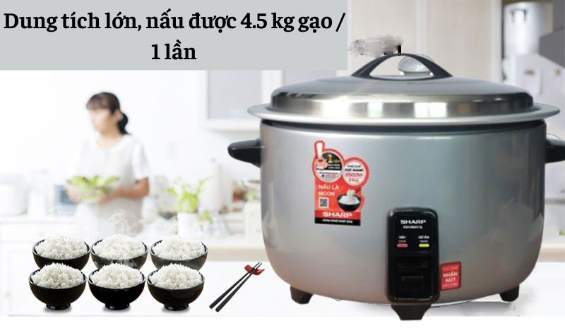 Dung tích lớn 7.8 ít nấu được 4.5kg gạo, phục vụ cho 15-20 người ăn,