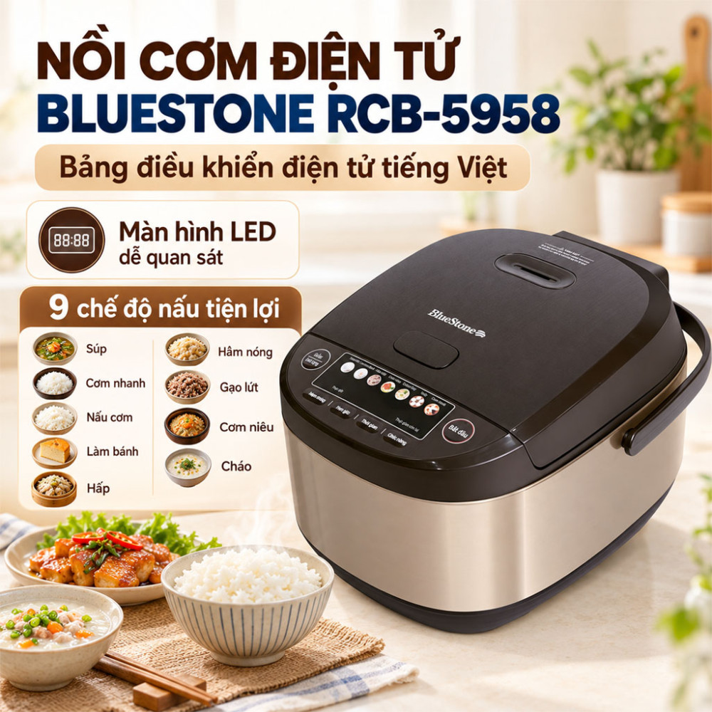 Nồi cơm điện tử Bluestone 1.8 lít RCB-5958 - Hàng chính hãng