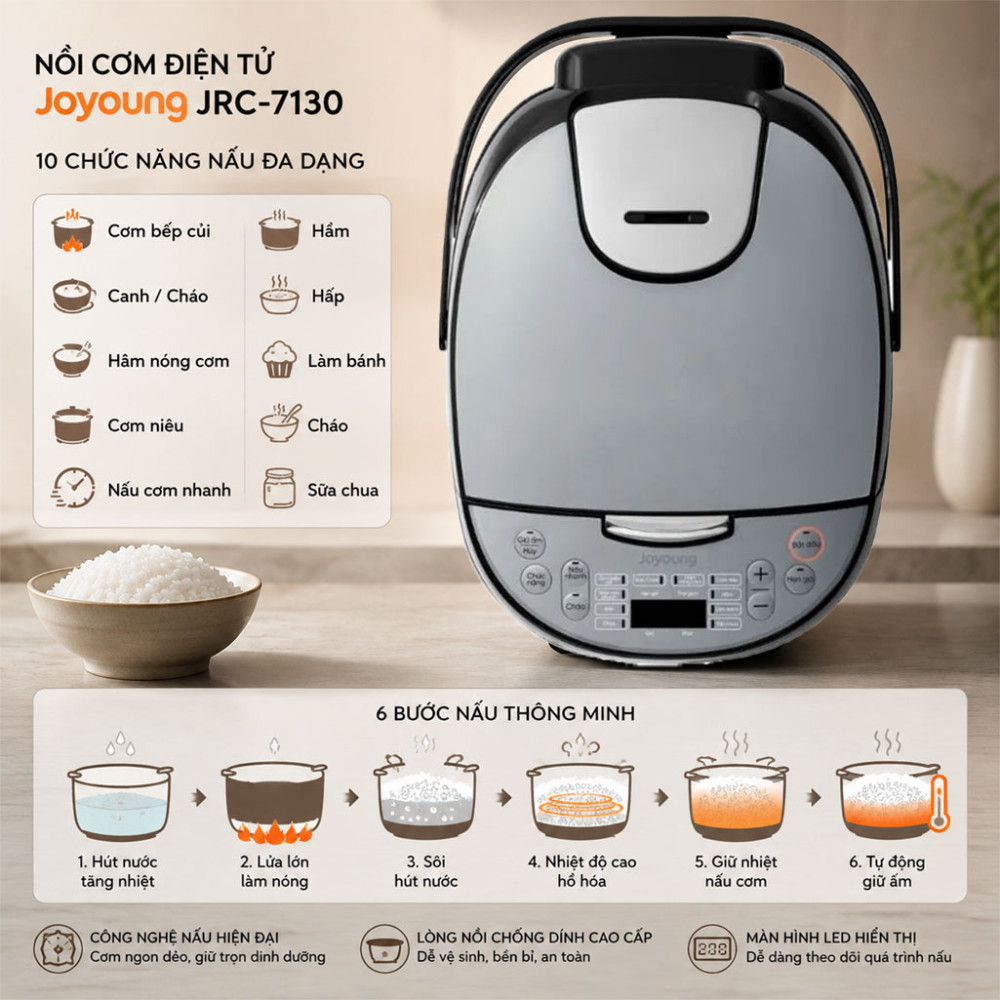 Nồi cơm điện tử Joyoung JRC-7130 - Hàng chính hãng