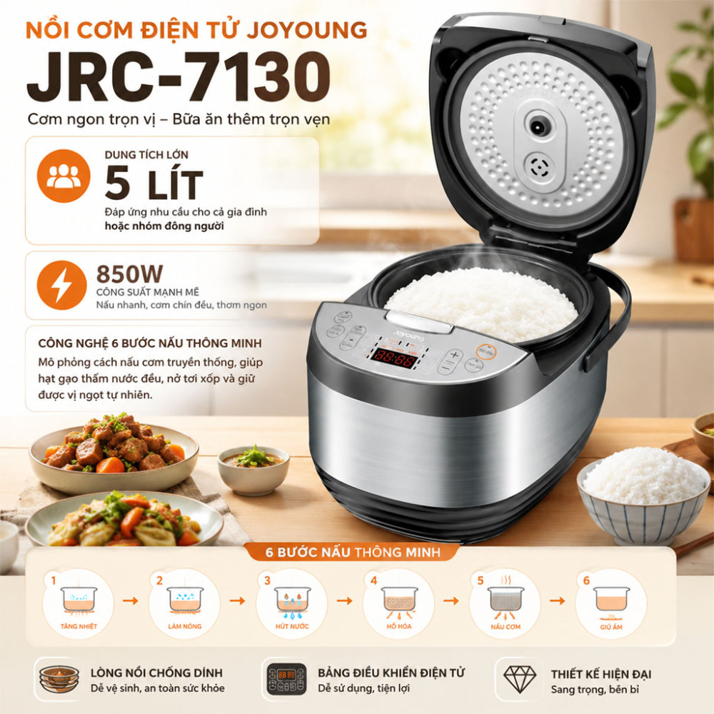 Nồi cơm điện tử Joyoung JRC-7130 - Hàng chính hãng