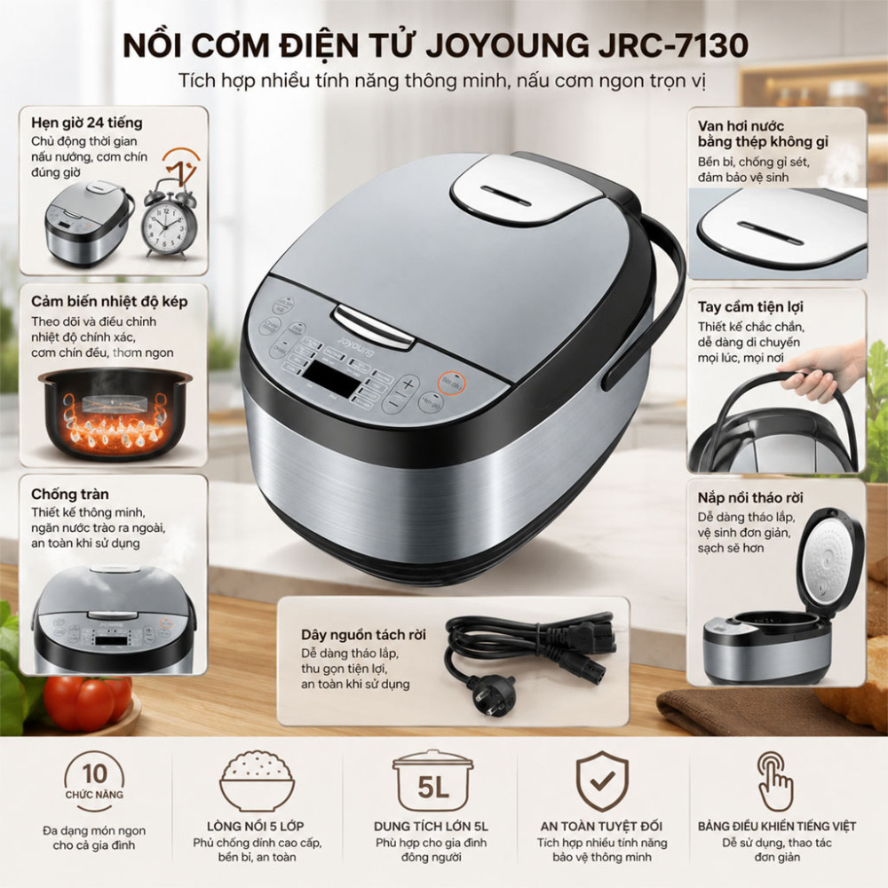 Nồi cơm điện tử Joyoung JRC-7130 - Hàng chính hãng