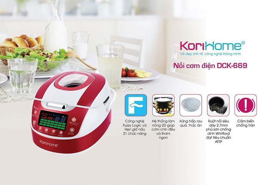 Nồi cơm điện tử Korihome DCK-669 ứng dụng công nghệ nấu cơm hiệu quả