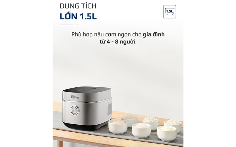 Dung tích của Nồi cơm điện tử Olivo RC86